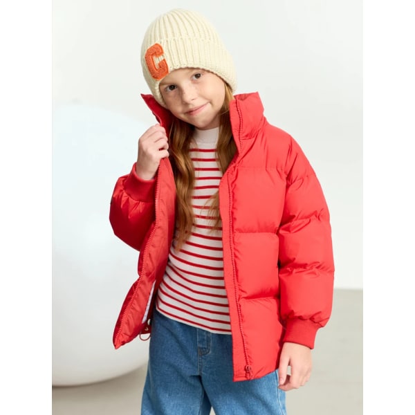 Barn 2023 Nya barn dunrockar för flickor Förtjockad fleece Barn Vinter Ytterkläder Varm Casual Solid Parkas 22334001 bright red 150cm