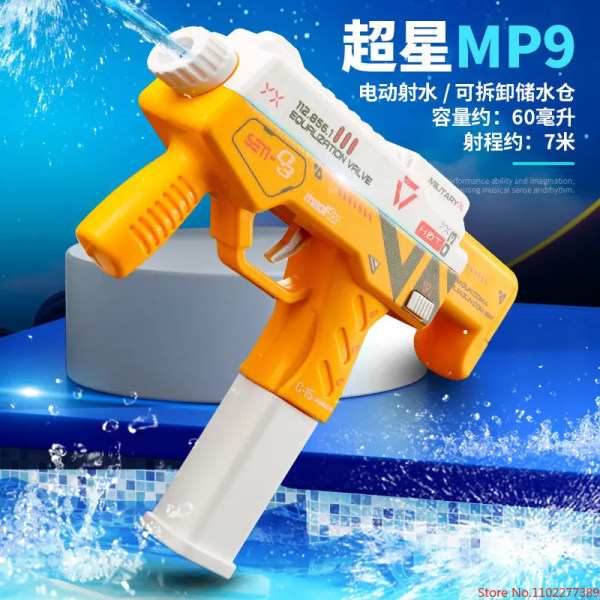 2023 Ny MP9 elektrisk vattenpistol Vattenpistol Utomhus sommarpoolfest Leker Vattenpojke Barn Roliga strandleksaker 2