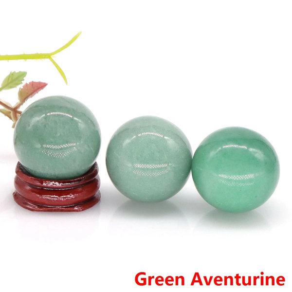 30 mm Naturstenar Ametist Rosenkvarts Reiki Healing Kristaller Energi Chakra Massage Ädelstenboll Heminredning Hantverk med stativ Green Aventurine 5pcs