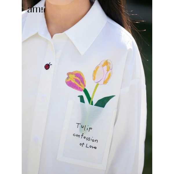Långärmade barnskjortor för flickor 2023 vår bomullsskjorta Printed barn Lös blus Vita toppar 22371014 Purple 110cm