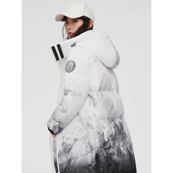 Dunjacka Vinterjacka dam New Gradient Color Hooded Long Over Knee Winter Warm Coat B10143342F Snow Mountain 9f50 XXL180