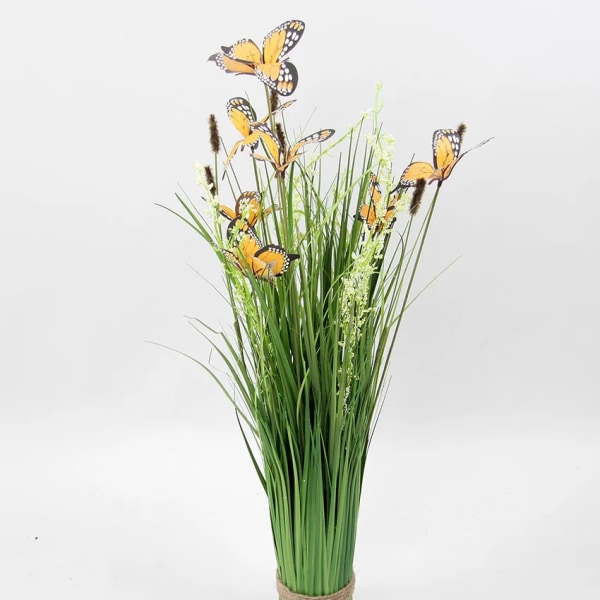 60 cm grön lök gräs konstgjorda växter för heminredning Plast falska träd med blommor utomhusdekorationer för trädgård Butterfly purple