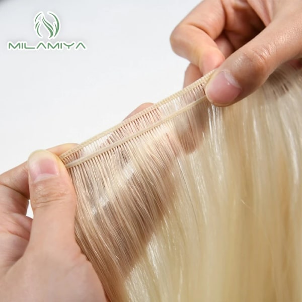 Virgin Hair Rakt Europeiskt Genius Weft Människohår Buntar En donator Dubbeldragen Naturlig Färg Människohår 50G Kvinnohår 18 18inches