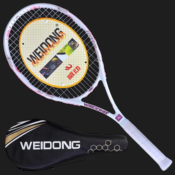 Träningsracket Carbon Tennisracket Sports Grip 4 3/8 tums tränare Rekommendera Professionellt racket för vuxna manliga kvinnor Pink