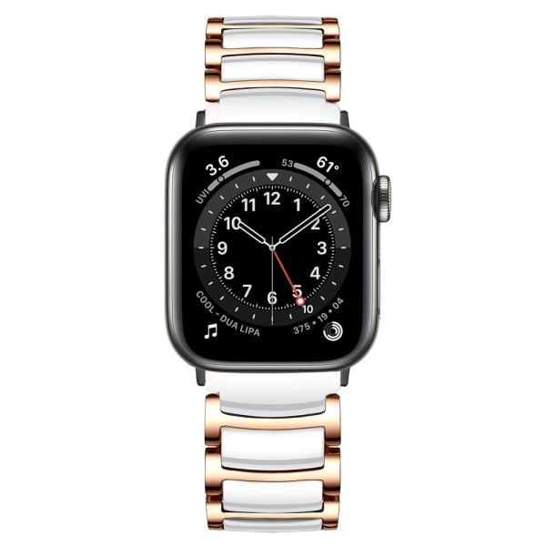 Keramisk metallrem för Apple Watch Ultra 49 mm 45 mm 41 mm 44 mm 42 mm 40 mm 38 mm armband för män/kvinnor för iwatch 8 7 6 5 4 3 2 SE Band Rose gold white iWatch Ultra 49mm