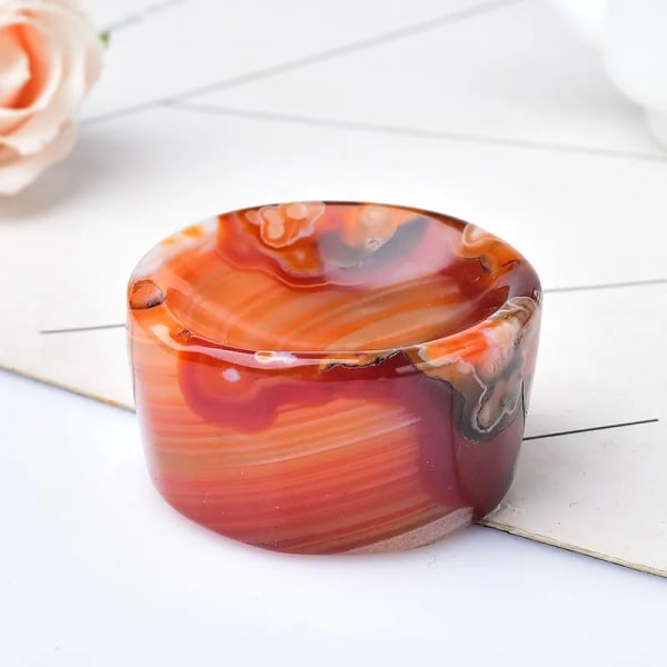 1st Natursten Röd Agatskål Ädelsten Energi Healing Tummassage Chakra Reiki Andlig Terapi Mineraler Ornament Natural Red Agate 1PC