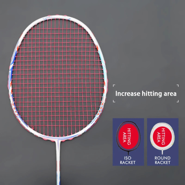 Professionell olika sidor kolfibersträngad badmintonracket med påsar 6U 72g G4-racket 22-30LBS Sport för vuxna Green String
