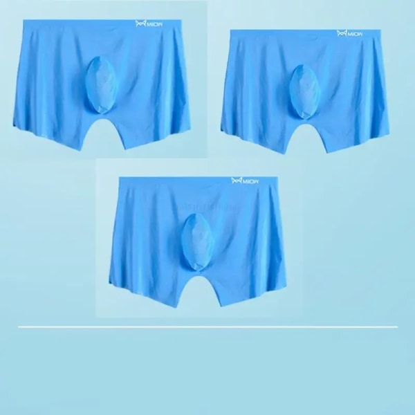 3st 120S Ice Silk Seamless Herrunderkläder Ultratunna andas boxer i ett stycke No Trace Herrtrosor Kalsonger 3pcs blue XXL