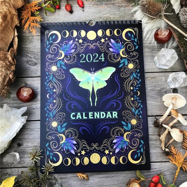 Ny mörk skog Djurkalender Kreativ Illustrerad Vägg Månkalendrar Astrologi Månkalender Fjärilshjortkalendrar