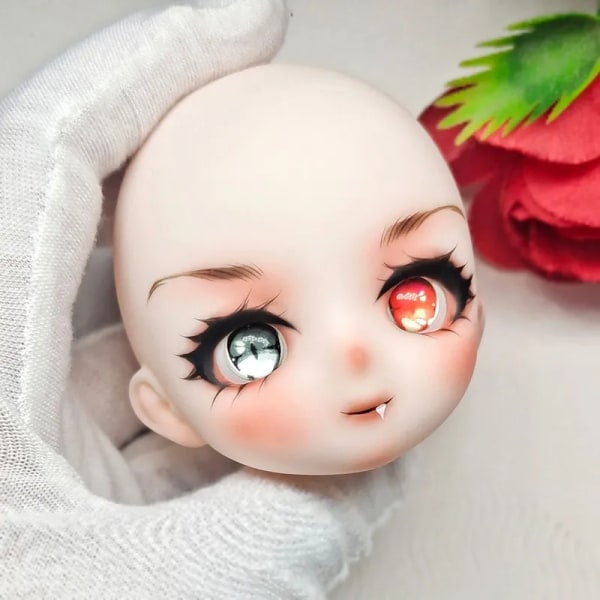 28cm Anime dockhuvud med smink 1/6 Bjd Tillbehör 3D-ögon Söt dockhuvud Flickor Klä upp leksaker ANu