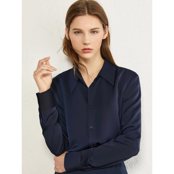 2022 Vårkjolar+skjortor för kvinnor Långärmad skjorta Modeblus Midikjolar Kläder för kvinnor Separat rea 12030517 Dark Blue shirt L
