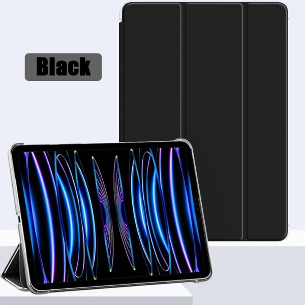 För iPad Pro 11 "smart cover iPad Air 1 2 3 4 5 iPad 5:e 6:e 7:e 8:e 9:e 10,2" stående genomskinligt case iPad mini 1 2 3 Black