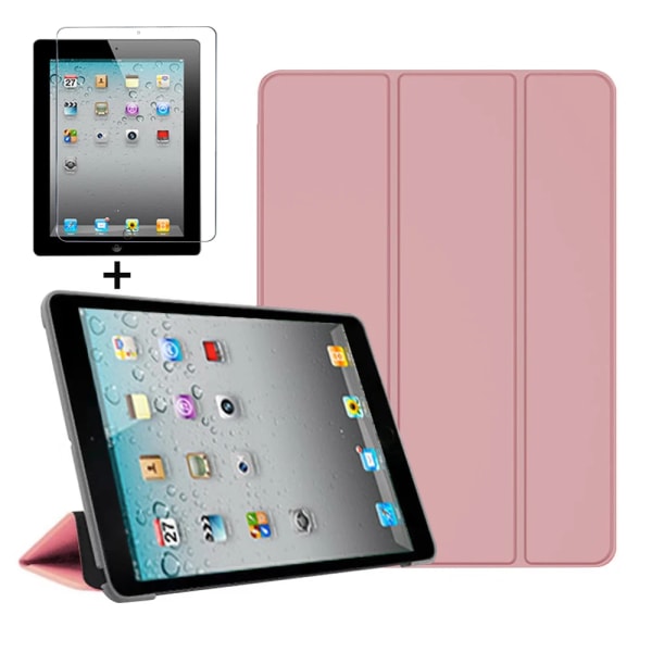 Case för IPad 2 3 4 9,7 tums PU- case Stativ Smart Cover För iPad2 iPad3 iPad4 Auto Sleep Wake Protective Funda iPad 2 3 4 Rose Gold glass
