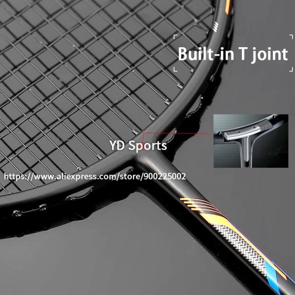 Lättaste 10U G4 13KG 100% kolfiber badmintonracket Strung Max Tension 35LBS Professionell träningsracketväskor för vuxna Black
