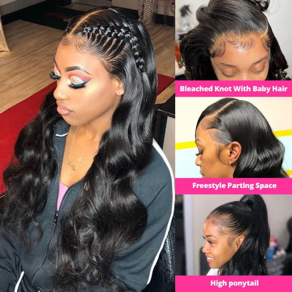 360 Helspets Body Wave Spets Front Peruker För Kvinnor Guleless Människohår Wowear 30 32 34 Inch 13x4 13x6 Loose Deep Wave Frontal Peruk 13x4 HD Lace Wig 18inches