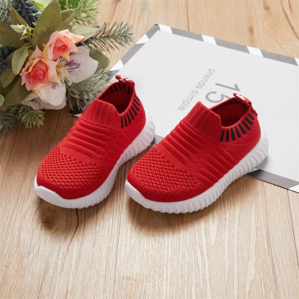 Toddler / barn Andas stickade solida sneakers Red Toddler US 6