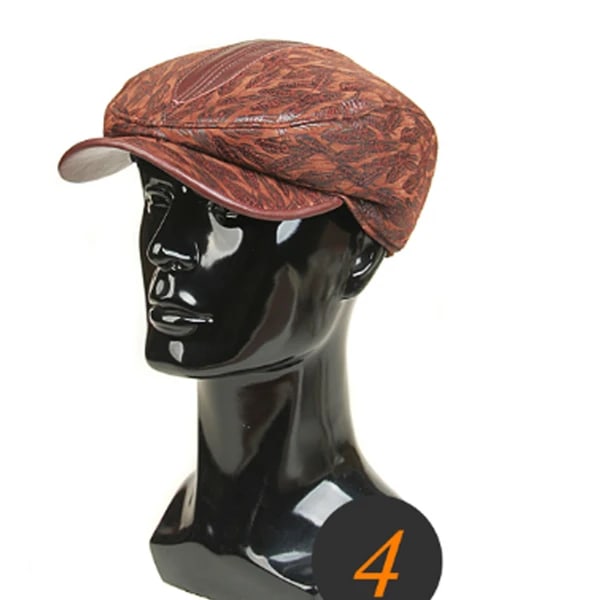 Vinter 2022 Mössa i äkta läder Höst Fårskinn läder basker för män Elegant mode pappa Tongue Cap Snapback Kepsar för män Brown 2 XL 57 58cm