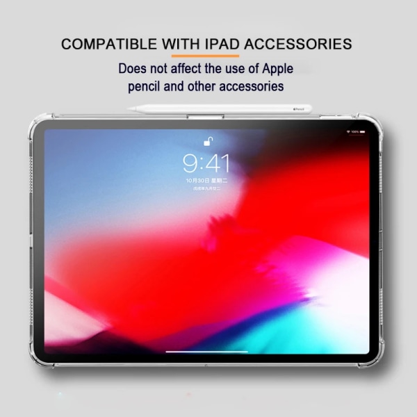 Case för Apple iPad Pro 9.7 10.5 11 12.9 2015 2016 2017 2018 2020 2021 2022 Stötsäkert mjukt silikon transparent skal iPad Pro 11 2020