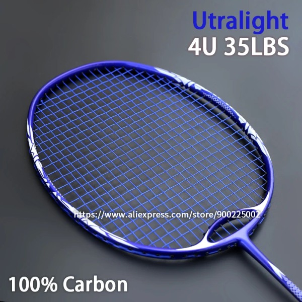 Professionell offensiv kolfiberbadmintonracket 4U 82G träningsracket G5 15KG Maxspänning 35LBS Padel Speed ​​Sports Blue