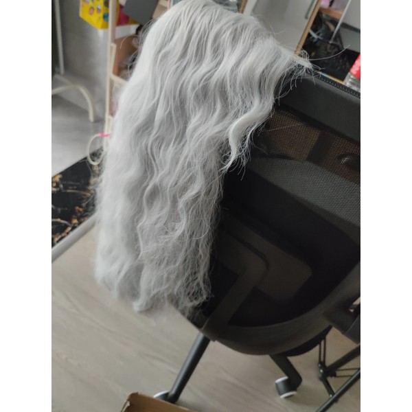 Berserk Griffith Cosplay Peruk Silver Vit Blandad Blå Lockig Vågig 70 cm lång värmebeständig syntetiskt hår Peruk + Peruk Cap One Size