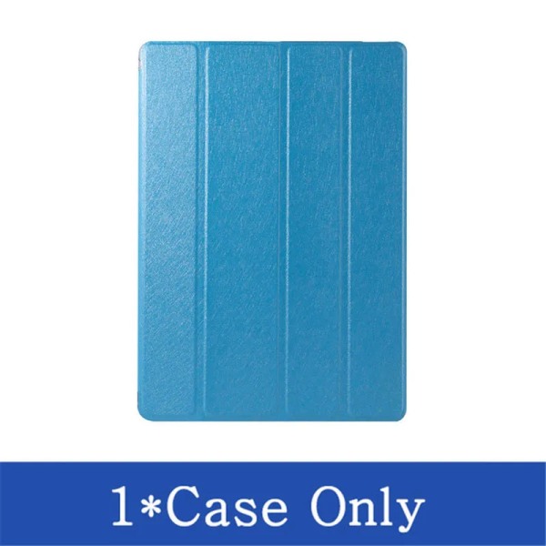 Case för Apple iPad 5 6 9.7 2017 2018 5:e 6:e generationens Trifold Magnetic Stand Leather Flip Smart Cover + härdat glas iPad 5th 9.7 2017 Sky Blue