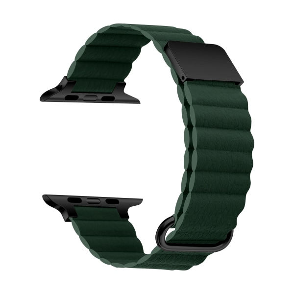 Magnetisk rem för Apple Watch Ultra 49mm 8 7 45mm 41mm Läder Metall armband i rostfritt stål För iWatch 6 5 4 3 SE 44/42/40mm ArmyGreen For 38mm 40mm 41mm