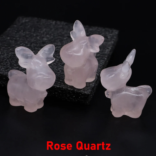 1,6" Renstaty Naturstenar Reiki Healing Kristall Kvarts Carving Djurfigurer Hantverk Hempärla Dekoration Semesterpresent Rose Quartz 5 pcs