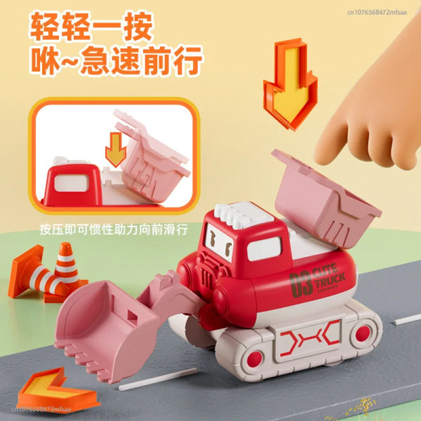 Barnleksaker Press Tröghetsbil Grävning Bulldozer Boy Engineering Vehicle Set Kindergarten Small Gift 4