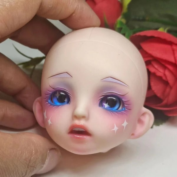 Nytt 1/6 Bjd Fairy Mermaid Head med sminkhuvud 28cm Baby Doll Accessoarer Elf Doll Head Girls Dress Up Toys Butterfly