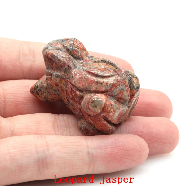 Groda Staty Naturliga Kristaller Stenar Prydnad Handsniden figur Ametist Rosenkvarts, Agate Healing Akvarium Heminredning 38mm Leopard Jasper 20 pcs