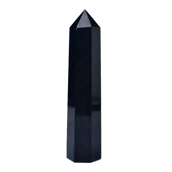 110-130 mm stor storlek naturlig kristallpunkt Obsidian Healing Stone Obelisk Tower Quartz Wand Ornament för heminredning Energisten Obsidian 110-130mm