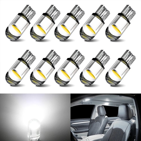 BMTxms 10x T10 W5W LED interiör Dome Lights Lampa Glödlampa För Peugeot 207 208 307 308 407 508 SW 2008 3008 4007 4008 5008 RCZ Rifter White