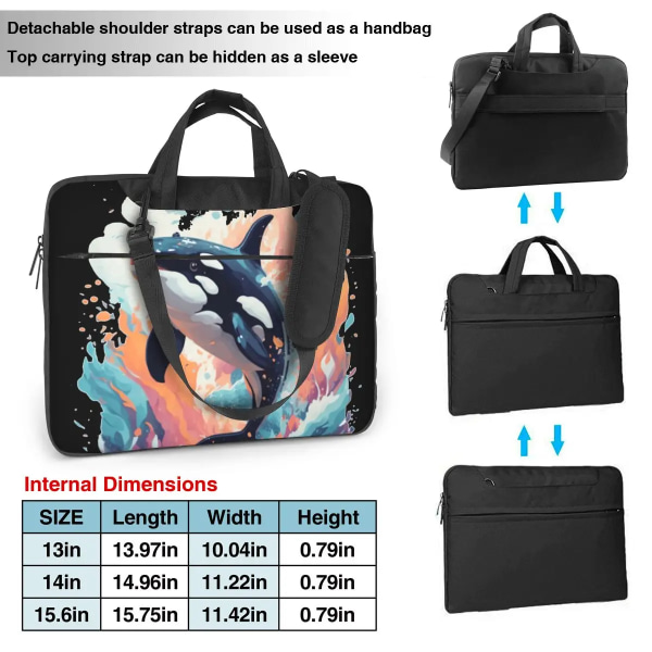 Laptopväska Sleeve Späckhuggare Notebook-väska Ocean Animal Shockproof 13 14 15 15.6 Print Datorväska för Macbook Pro Lenovo As Picture 15.6inch