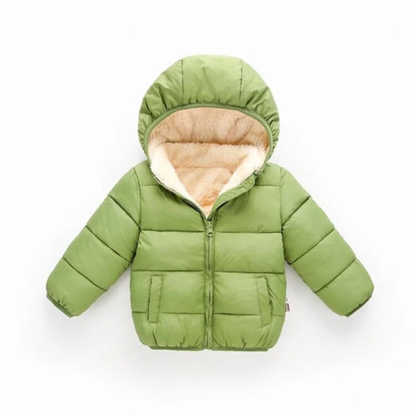 Baby / toddler Pojkar Flickor Casual Fluff Solid Långärmad Hooded Cotton Coat Green 3-4 Years