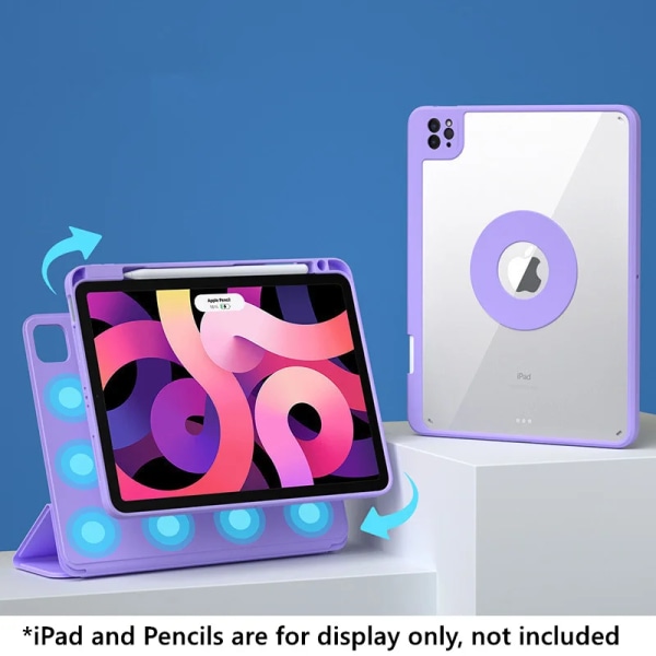 För iPad Air 5/4 Löstagbart case för Pro 11 för 10:e/9:e 10.9 Case 7:e 8:e 10.2 Air 10.5 9.7 Cover Mini 6 2021 Funda Purple for ipad 6th 2018