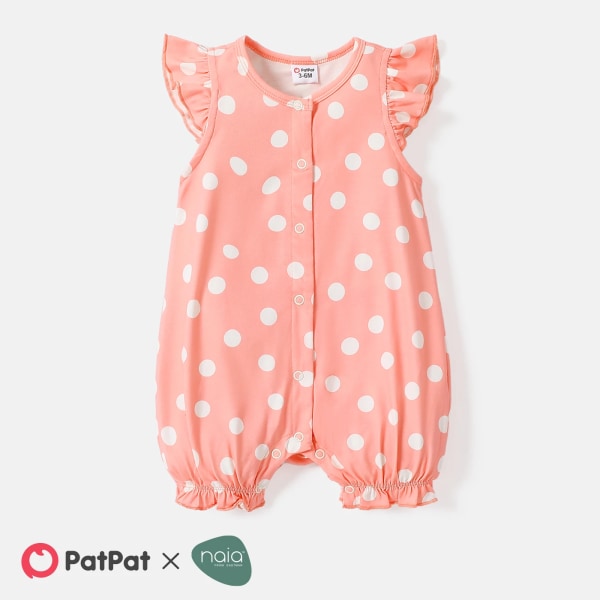 Baby Girl Polka Dots eller Butterfly Print Flutter-sleeve Romper Pink 6-9 Months