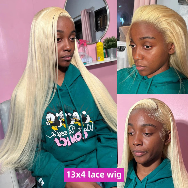 Rak 613 Hd spets frontal peruk 13x6 13x4 honung blond spets front peruk Människohår Förplockat limlös 4X4 stängningsperuk för kvinnor 13x4 lace front wig 16inches