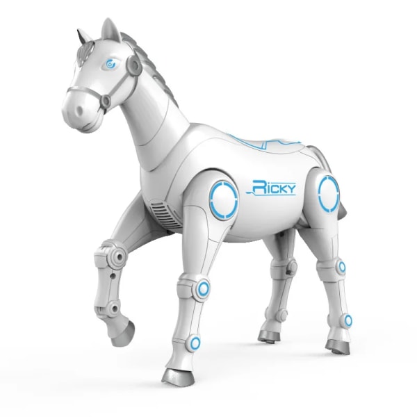 Intelligent programmering RC Mekanisk häst Röst Dialog Berättelse Musik Ackompanjera Interaktivt roligt spel Gå elektrisk ponnyleksak WHITE