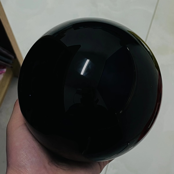 50-200 mm Naturlig Svart Obsidian Sfär Stor Kristallkula Healing Stone+Pedestal 11cm