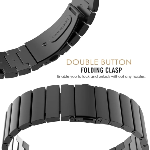 Metallrem för Samsung Galaxy watch 46mm Gear S3 Frontier Amazfit GTR High end armband i rostfritt stål för Huawei Watch GT2/3 Black A 20mm