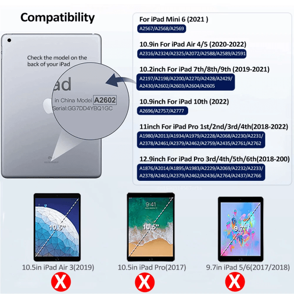 Case för iPad Case Cover för iPad Air 5 4 Mini 6 2021 2022 10.9 Case för iPad Pro 11 12 9 10:e 10,2 9:e 8:e generationens case Black Pro 11inch 1 2 3 4th