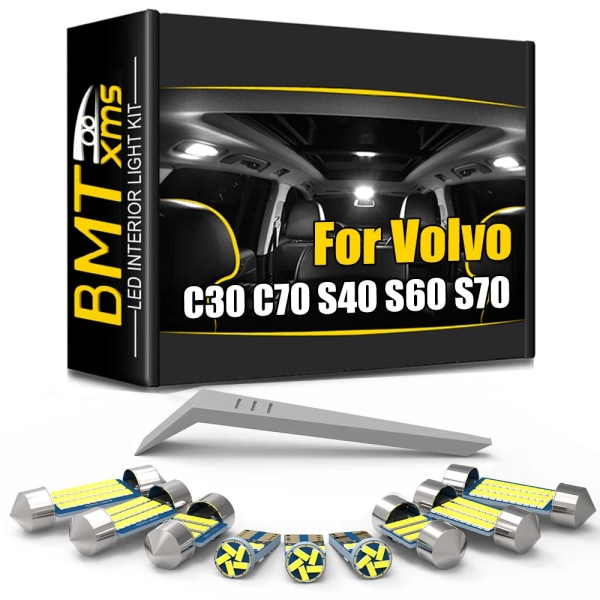 BMTxms för Volvo C30 C70 S40 S60 S70 S80 S90 V50 V60 V70 V90 XC60 70 90 Canbus fordons LED interiörkarta Dome Trunk Light Kit PURPLE