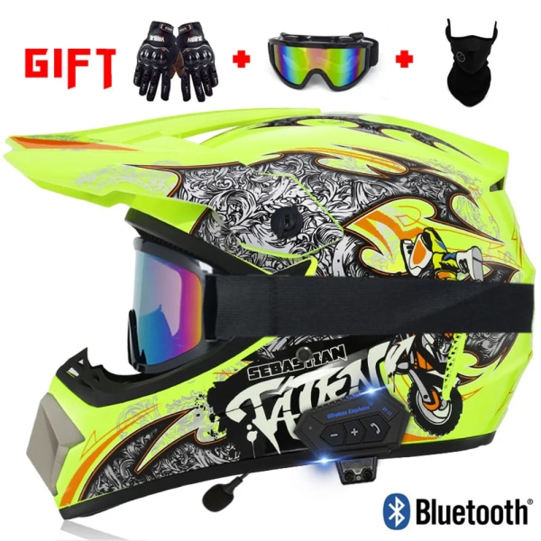 Motorcykel terränghjälm med Bluetooth Motorcykeltillbehör ATV Dirt DH Racing Motorcrosshjälmar för män Multiventilation K M