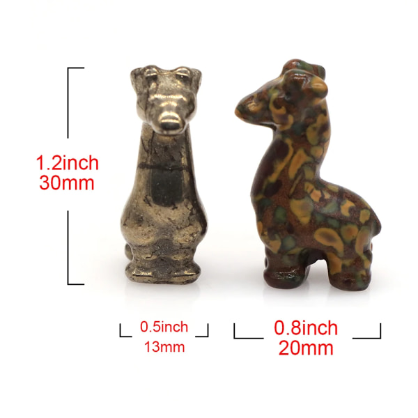 1,2" Mini söt giraff Naturlig Kristall Kvartssten Mineral Carving Figuriner Hantverk Healing Reiki Heminredning Julklappar Yellow Jade 5 pcs