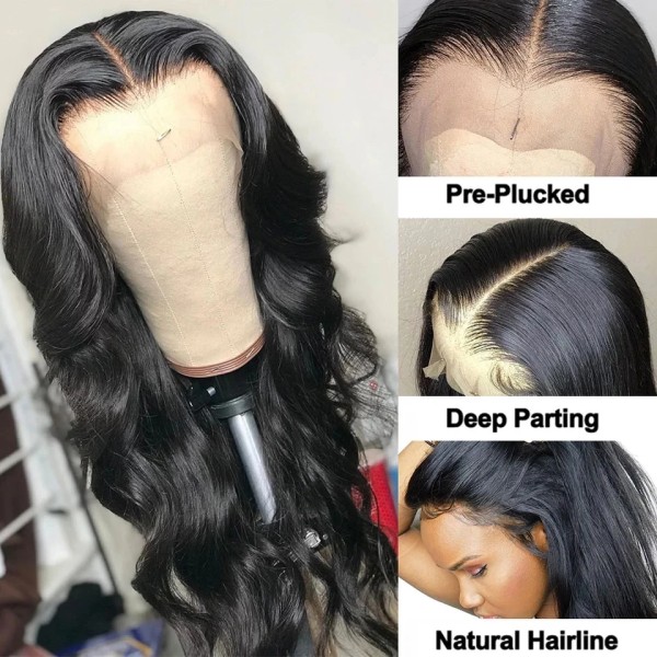 13x4 Body Wave Spets Front Peruk Människohår Peruker För Svarta Kvinnor Brasilianska Förplockade HD 4x4 5x5 Spetsförslutning Lös Deep Wave Peruker 13x4 HD Lace Wig 18inches