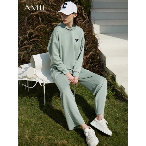 Minimalism Sweatshirt 2023 Vår Ny Hoodie Chic Shorts Byxor för Dam Pantalone träningsoverall Separat rea 72311001 blackPant72311002 L