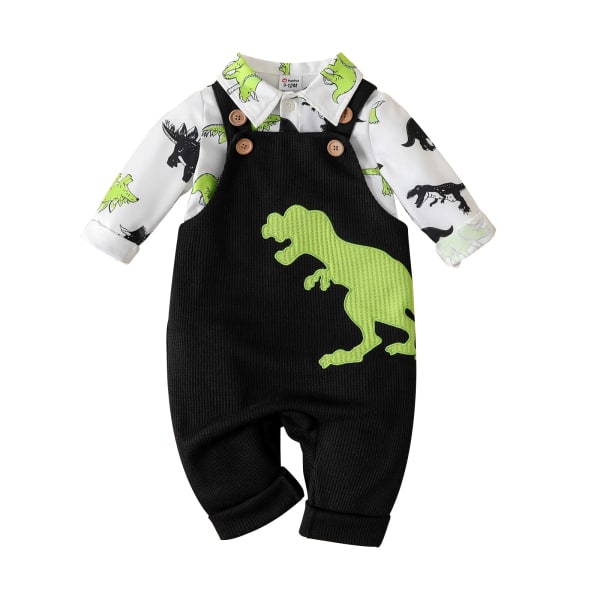 2st Nyfödda baby Jumpsuits Nyfödda bebisartiklar Kostym Allover Print Långärmad skjorta Overall S ColorBlock 3-6 Months