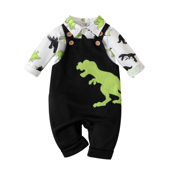 2st Nyfödda baby Jumpsuits Nyfödda bebisartiklar Kostym Allover Print Långärmad skjorta Overall S ColorBlock 9-12 Months