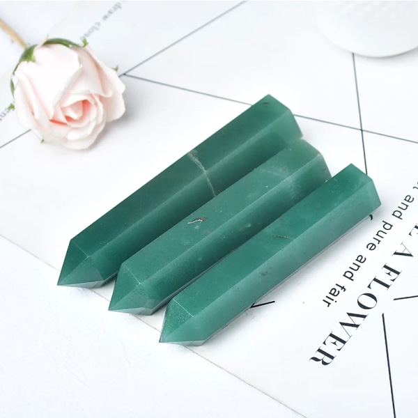 Naturlig Crystal Point Grön Aventurinstorn Stor storlek Kvarts Obelisk Mineral Reiki Healing Stone Wand Ornament Heminredning Green Aventurine 110-130mm