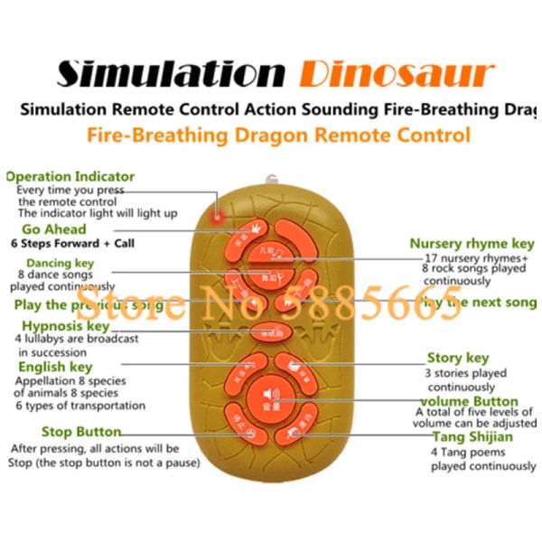 Elektrisk Intelligent Story Machine Eldandande Drake Modell Action Ljud Fjärrkontroll Dinosaur Simulering Walk Toys For Kid Blue